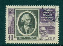 前蘇聯1957年的郵票紀念歐拉誕辰250周年。