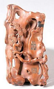 清黃楊木雕仿古松樹擺件 清黃楊木雕仿古松樹擺件