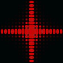 電腦模擬生成的紅色雷射的方孔衍射圖樣