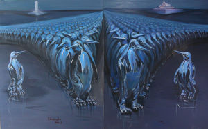 1《旁觀者》布上油畫，240CM乘以150CM，2014年作