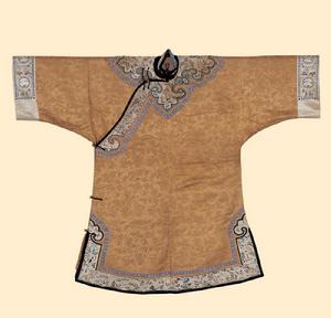 黃緞提花雲肩女裝