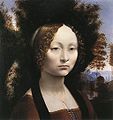 《女子肖像》(Portrait of Ginevra de' Benci)，1474年-1476年，收藏於美國華盛頓美國國家美術館