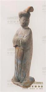 彩繪拱手女陶俑 彩繪拱手女陶俑