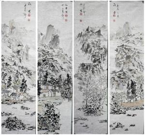 山水條屏amp;amp;毛政葉 作