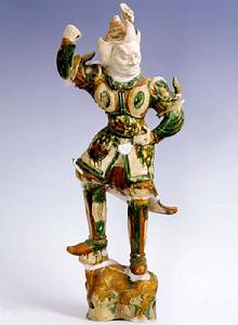 三彩釉陶天王俑