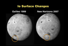 伽利略號和新視野號相隔八年的表面特徵變化