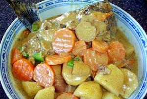 青咖喱三文魚頭