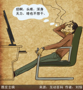 雅皮士並具體表現為香菸依賴，經常頭疼，渾身無力。