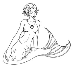 (圖)噴水池花園裡的人魚雕像,路過請小心。