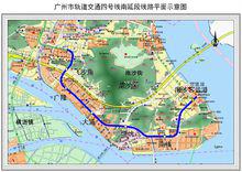廣州捷運4號線南延段線路平面示意圖