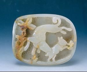 白玉獵兔飾件 白玉獵兔飾件