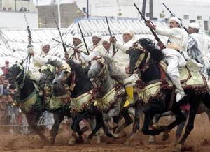 摩洛哥騎兵參加國王穆罕默德六世結婚慶典