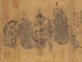 貨郎圖[南宋李嵩創作絹本水墨畫]