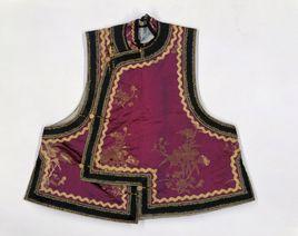 深藕荷色月季花紋織金緞小坎肩 深藕荷色月季花紋織金緞小坎肩