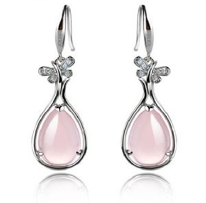 天然冰種粉晶耳墜
