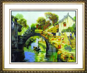 亂針繡作品《江南水鄉》