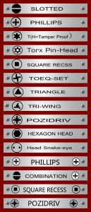 常見起子頭 頭部類型