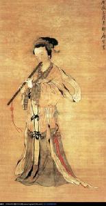 明唐寅吹簫圖 明唐寅吹簫圖