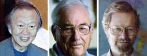 2009年得主，高錕、威拉德·博伊爾和喬治·史密斯（從左到右）的照片