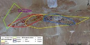 套用全球定位系統項圈的5個主要雪豹跟蹤區域
