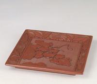 剔紅芙蓉翠鳥圖方盤