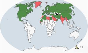 海鷗分布圖（註：綠色——分布；紅色——瀕危；黑色——滅絕）