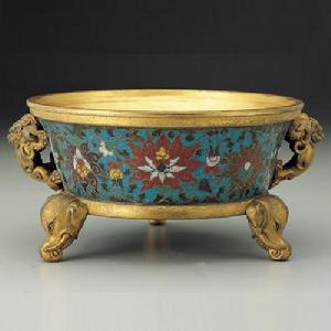 明景泰款掐絲琺瑯象足洗