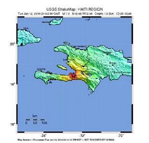 2010年1月12日，海地島上發生7.0級地
