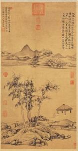 元倪瓚楓落吳江圖軸