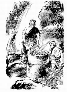 鑄劍高手干將、莫邪夫婦夜以繼日苦煉寶劍