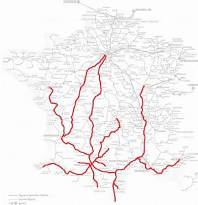 土魯斯馬塔比尤站的通達範圍示意圖