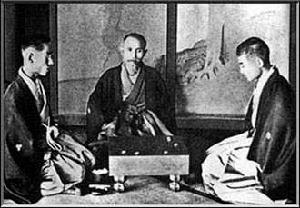 本因坊家(圖)秀榮和弟子田村保壽、雁金準一