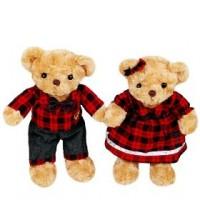 RUSS 捲毛泰迪熊 穿衣情侶對熊中號