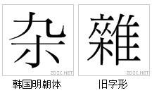 “雜”字形對比