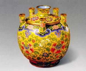 畫琺瑯六頸瓶 畫琺瑯六頸瓶