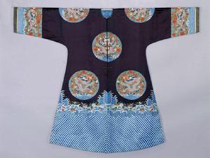 石青色緞平金彩繡緝米珠八團龍袷褂 石青色緞平金彩繡緝米珠八團龍袷褂