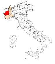 都靈省在義大利的位置（深紅色）