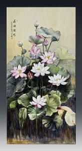 劉生慶《荷塘倩影》瓷板