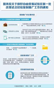 國務院關於做好自由貿易試驗區新一批改革試點經驗複製推廣工作的通知 國務院關於做好自由貿易試驗區新一批改革試點經驗複製推廣工作的通知