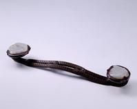 紫檀刻乾支嵌玉雙頭如意 紫檀刻乾支嵌玉雙頭如意