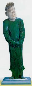 綠釉男立俑