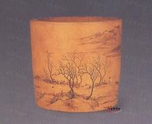 清楊季初山水紫砂筆筒