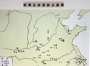 西周時期分封諸侯示意圖