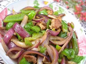 瘦肉青燈籠椒炒洋蔥