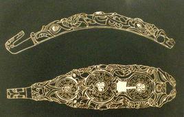 鎏金嵌玉鑲琉璃銀帶鉤 鎏金嵌玉鑲琉璃銀帶鉤