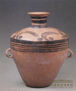 點眉紋雙耳彩陶罐