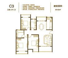 鼓樓廣場 C3戶型 三室兩廳兩衛 133㎡