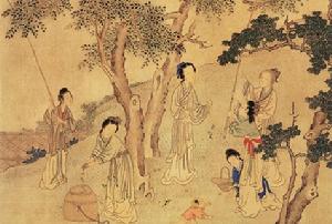 《豳風圖》周始祖后稷是堯舜時期的農官，封地為邰(今楊凌已發掘出遺址)。周族的中心從邰(今楊凌)遷豳(今彬縣)、遷岐(今岐山、扶風)，一直在關中地區。周朝建都豐、鎬(今西安西南灃河中游)，公元前十一世紀滅商統一中國，成為政治、經濟、文化中心。《詩經》中記載有距今3000多年的后稷，及其後幾百年西周時期在農業方面的創造和功績。