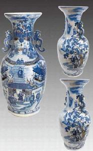 青花加紫郭子儀祝壽大瓶 青花加紫郭子儀祝壽大瓶