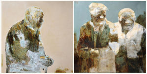 盧鐵柱漆畫《鄉音》80x120cm